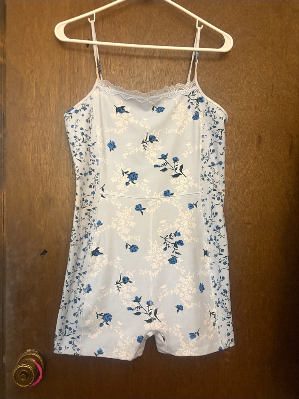 wild fable Blue Floral Lace-Trim Bodysuit Romper